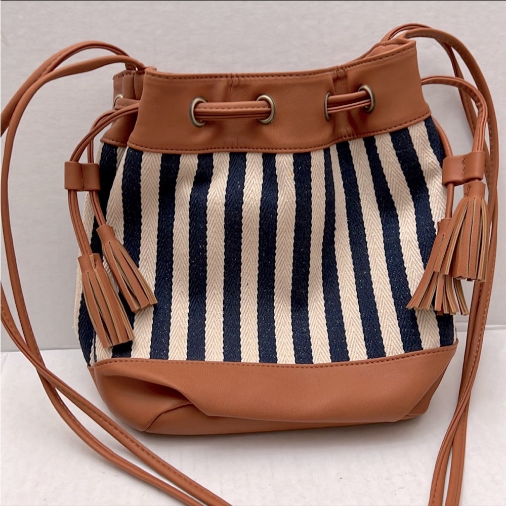Striped Bucket Bag - Crossbody Bag